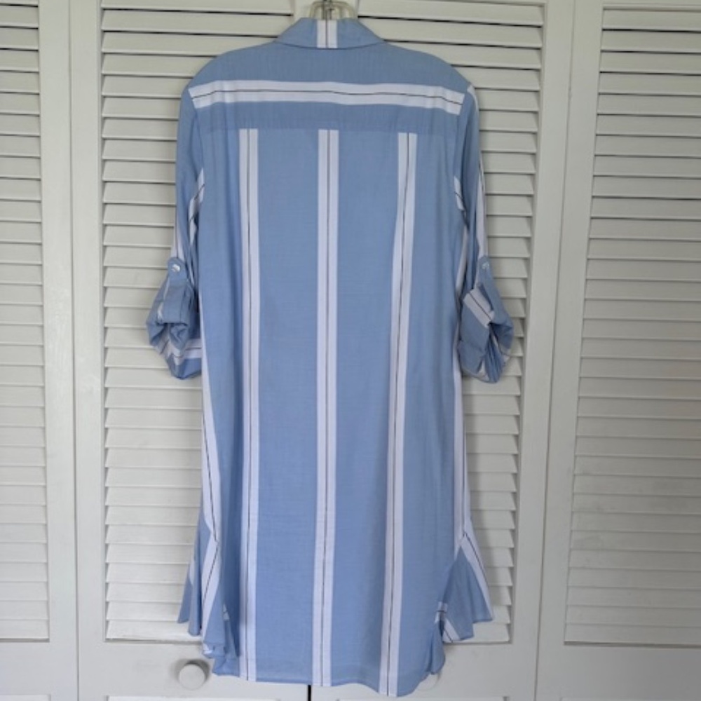 Finley Light Blue and White Striped Long Sleeve Dress - Picture 2 of 6